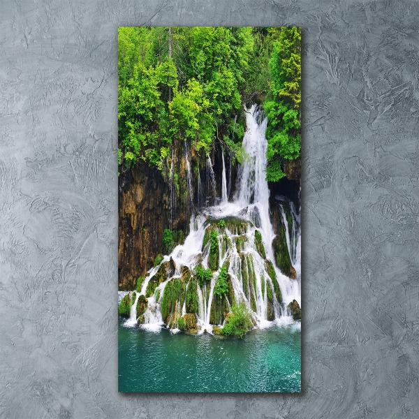 Quadro acrilico verticale Cascata nella foresta