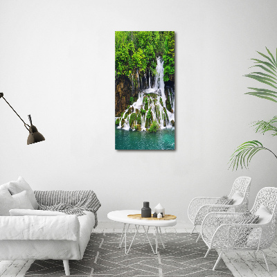 Quadro acrilico verticale Cascata nella foresta