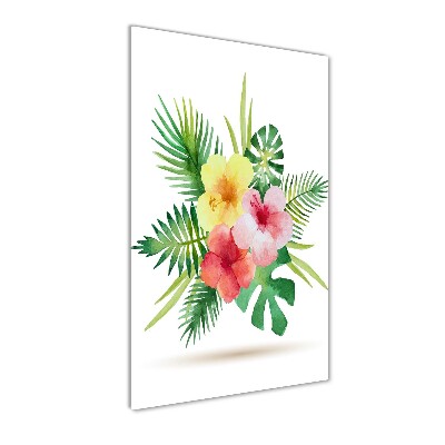 Quadro in vetro acrilico verticale Fiori hawaiani
