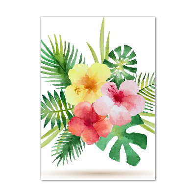 Quadro in vetro acrilico verticale Fiori hawaiani