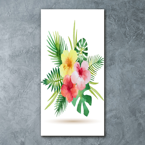 Quadro in vetro acrilico verticale Fiori hawaiani