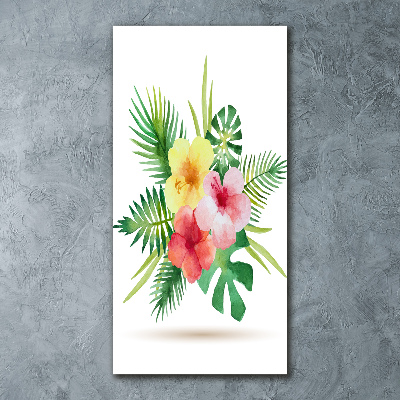Quadro in vetro acrilico verticale Fiori hawaiani