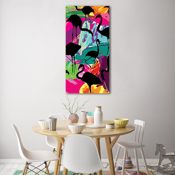 Quadro acrilico verticale Fenicotteri