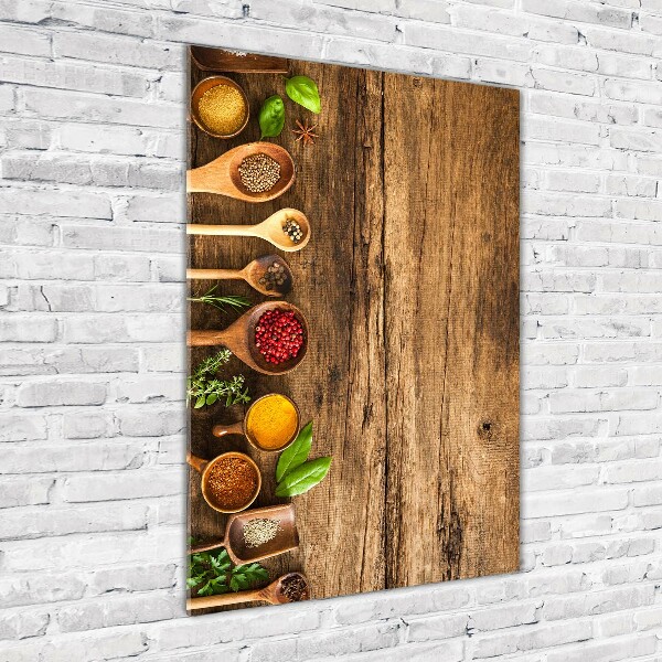 Quadro stampa su vetro acrilico verticale Spezie colorate