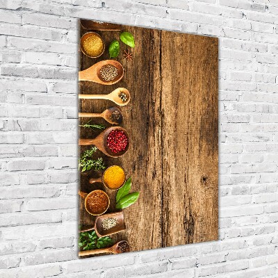 Quadro stampa su vetro acrilico verticale Spezie colorate
