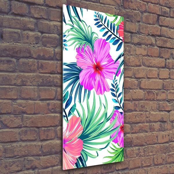 Quadro acrilico verticale Fiori hawaiani