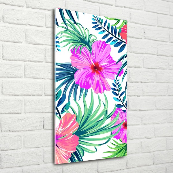 Quadro acrilico verticale Fiori hawaiani