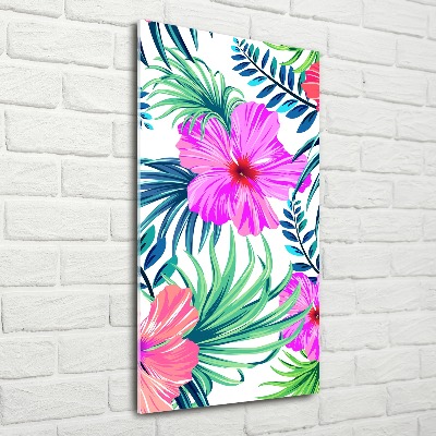 Quadro acrilico verticale Fiori hawaiani