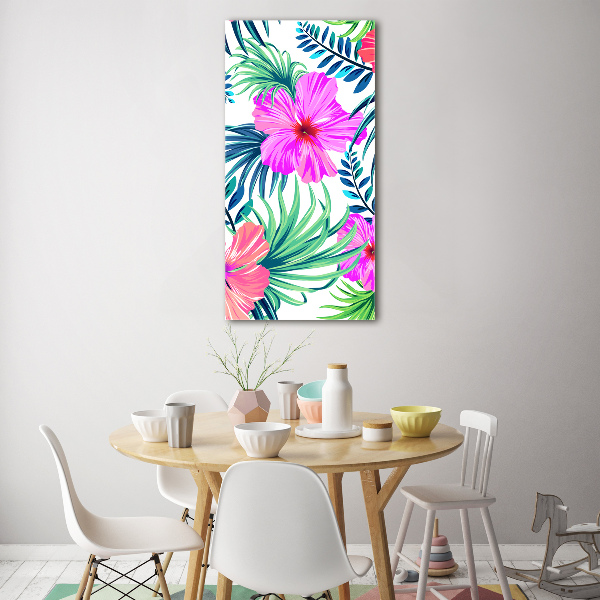 Quadro acrilico verticale Fiori hawaiani