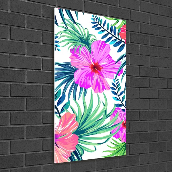 Quadro acrilico verticale Fiori hawaiani