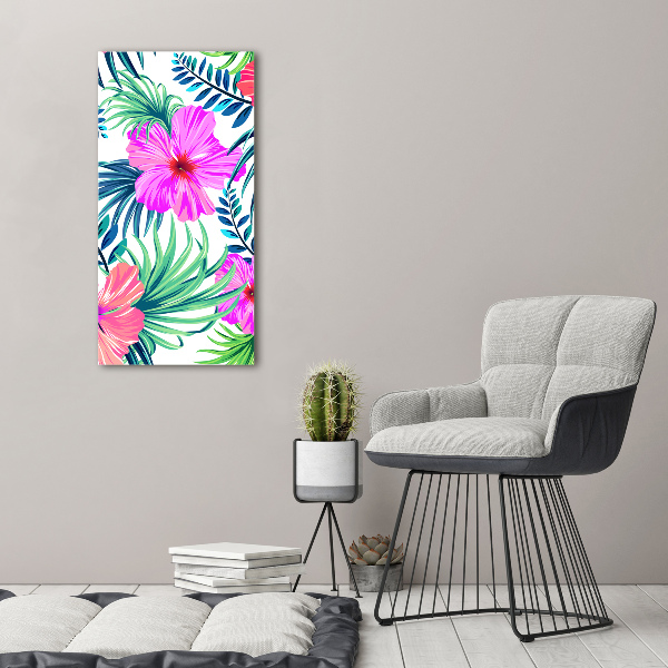 Quadro acrilico verticale Fiori hawaiani