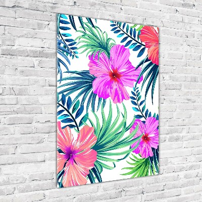 Quadro acrilico verticale Fiori hawaiani