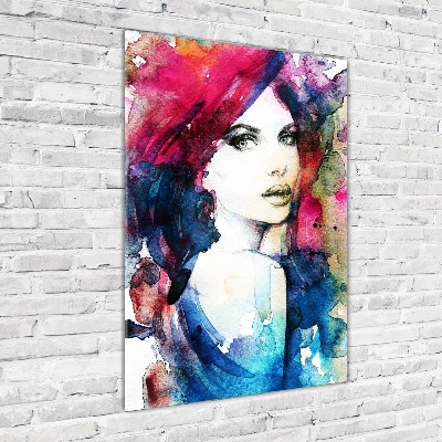 Quadro vetro acrilico verticale Donna astratta