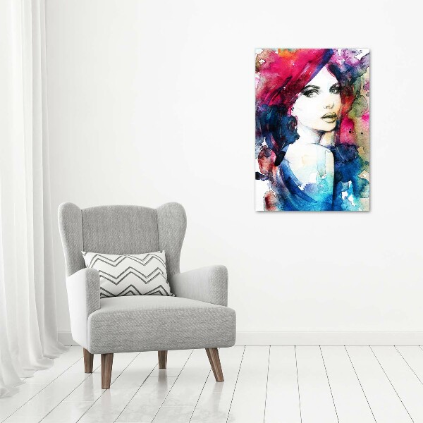 Quadro vetro acrilico verticale Donna astratta