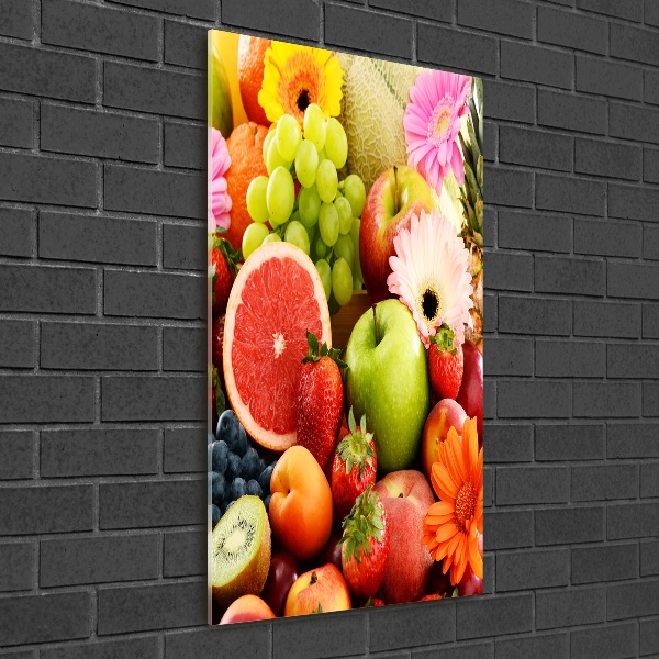 Quadro vetro acrilico verticale Frutta e fiori