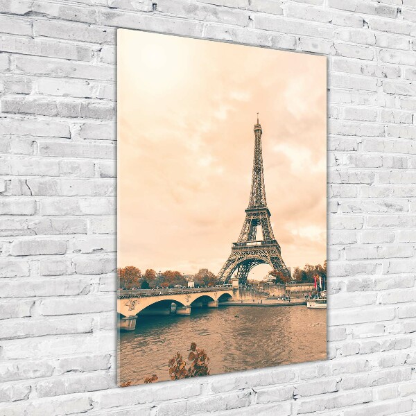 Quadro stampa su vetro acrilico verticale Torre Eiffel Parigi