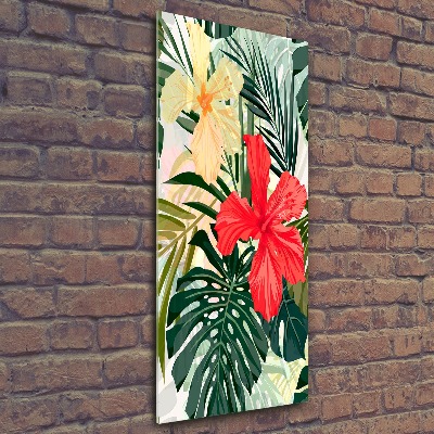 Quadro vetro acrilico verticale Fiori hawaiani