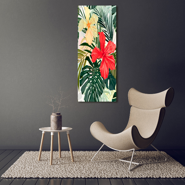 Quadro vetro acrilico verticale Fiori hawaiani