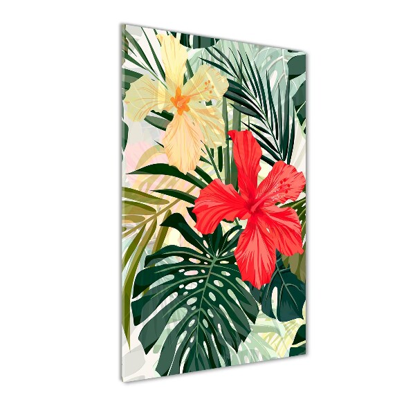 Quadro vetro acrilico verticale Fiori hawaiani