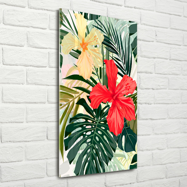Quadro vetro acrilico verticale Fiori hawaiani
