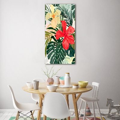 Quadro vetro acrilico verticale Fiori hawaiani
