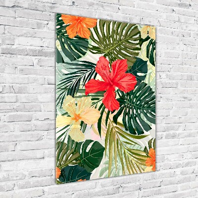 Quadro vetro acrilico verticale Fiori hawaiani