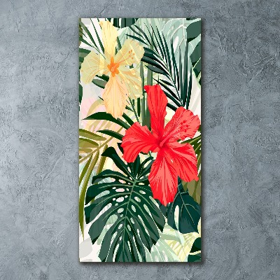 Quadro vetro acrilico verticale Fiori hawaiani