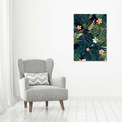 Quadro stampa su vetro acrilico verticale Fiori hawaiani