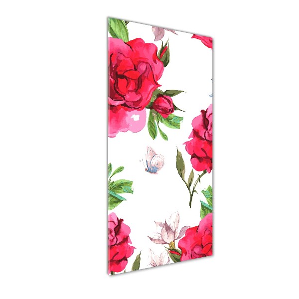 Quadro in vetro acrilico verticale Rose rosse