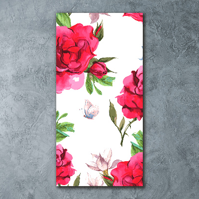 Quadro in vetro acrilico verticale Rose rosse