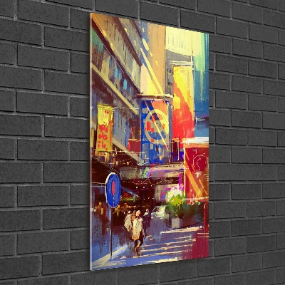 Quadro stampa su vetro acrilico verticale Città colorata