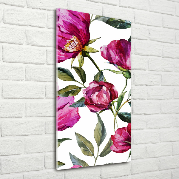 Quadro vetro acrilico verticale Papaveri