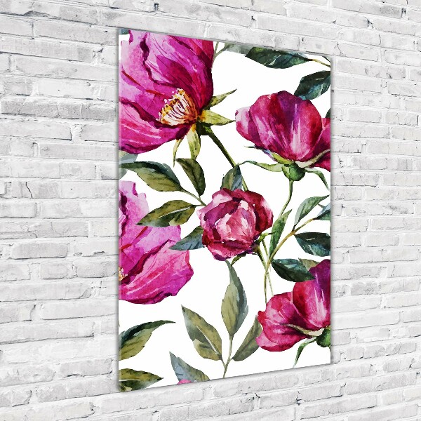 Quadro vetro acrilico verticale Papaveri