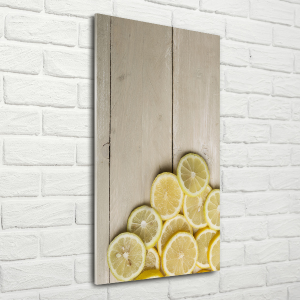 Quadro in vetro acrilico verticale Limoni su legno