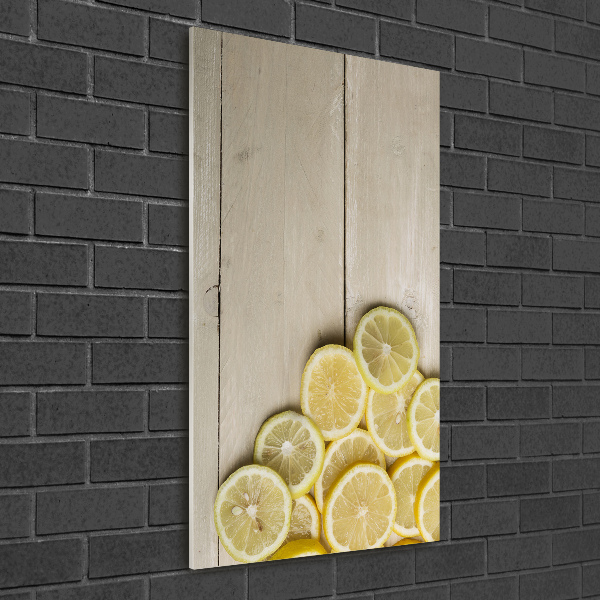 Quadro in vetro acrilico verticale Limoni su legno