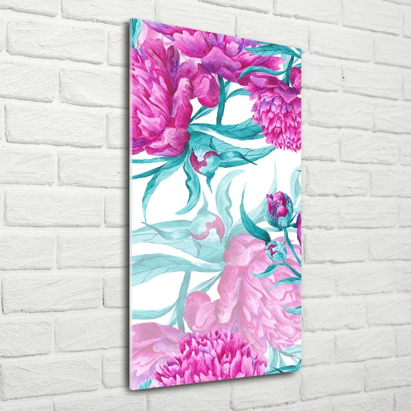 Quadro acrilico verticale Peonie
