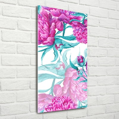 Quadro acrilico verticale Peonie