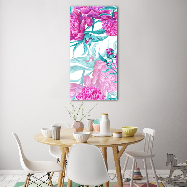Quadro acrilico verticale Peonie