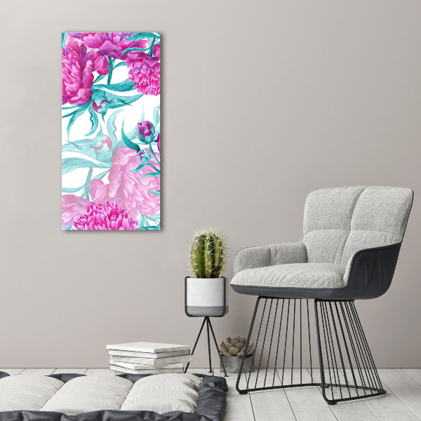 Quadro acrilico verticale Peonie