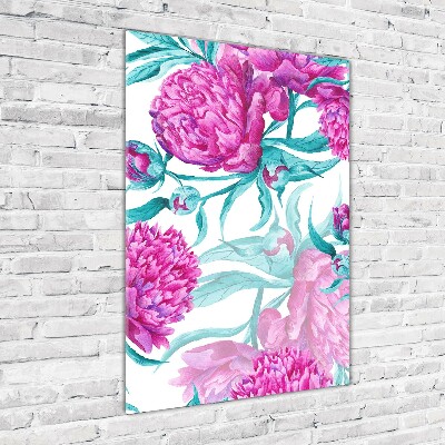 Quadro acrilico verticale Peonie