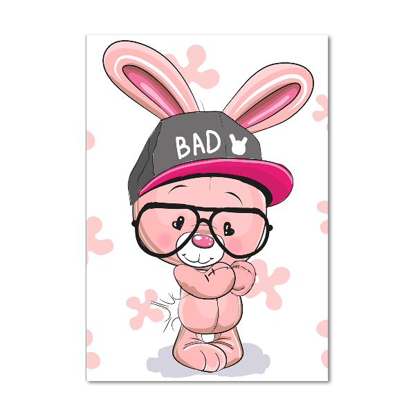 Quadro vetro acrilico verticale Coniglio nel cappello