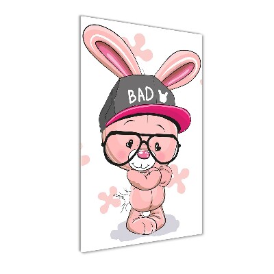 Quadro vetro acrilico verticale Coniglio nel cappello