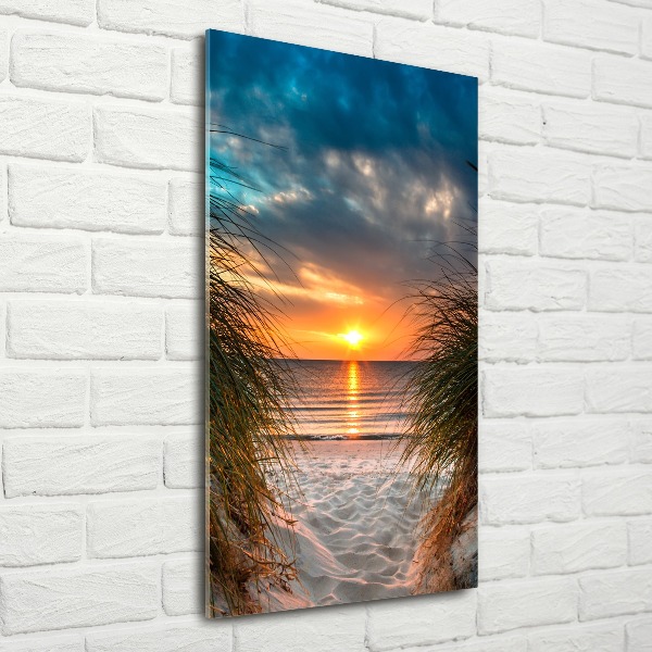 Quadro vetro acrilico verticale Mare al tramonto