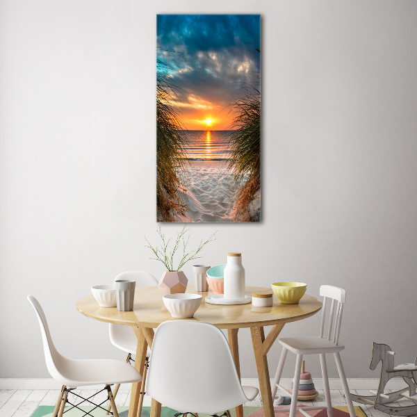 Quadro vetro acrilico verticale Mare al tramonto