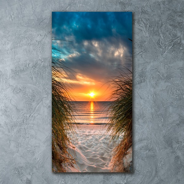 Quadro vetro acrilico verticale Mare al tramonto