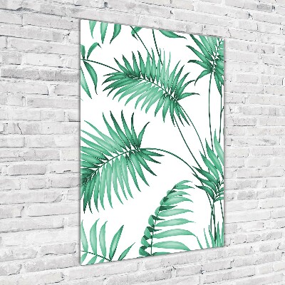 Quadro vetro acrilico verticale Foglie tropicali