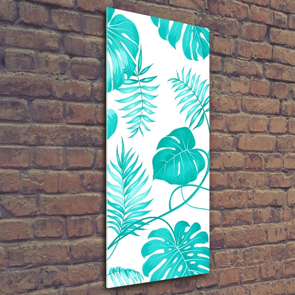 Quadro stampa su vetro acrilico verticale Foglie tropicali