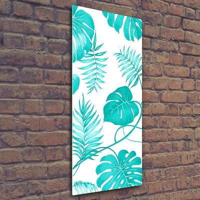 Quadro stampa su vetro acrilico verticale Foglie tropicali