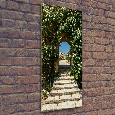 Quadro in vetro acrilico verticale Arco floreale