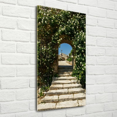 Quadro in vetro acrilico verticale Arco floreale